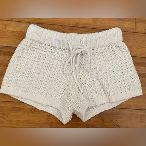 White Knit Lounge Shorts